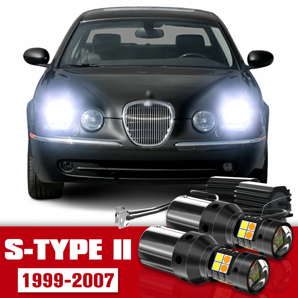 2pcs Dual Mode Turn Signal+Daytime Running Light Accessories LED DRL For Jaguar S-TYPE II 2 1999-2007 2000 2001 2002 2003 2004