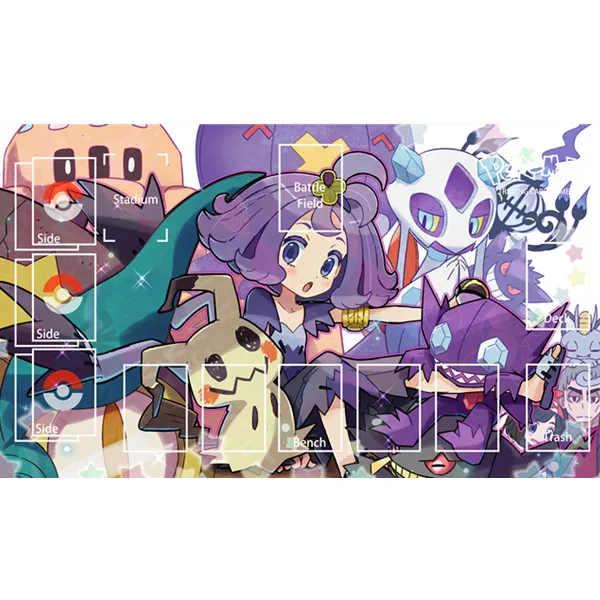 60*35cm 24 Models PTCG Pokemon Dedicated GAME Card Mat Battle Against Acerola Gengar Charizard Sylveon Gift Toy Anime Table Mat