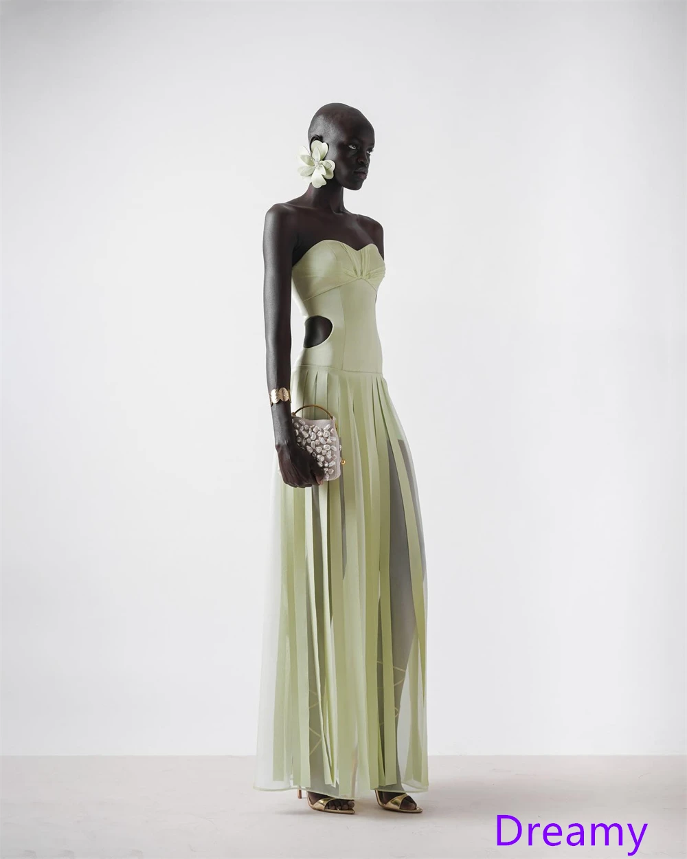 أزياء مخصصة فستان سهرة جيرسي أخضر بدون حمالات بدون أكمام فستان العودة للوطن مناسبة خاصة فساتين سحاب خلفي مثير