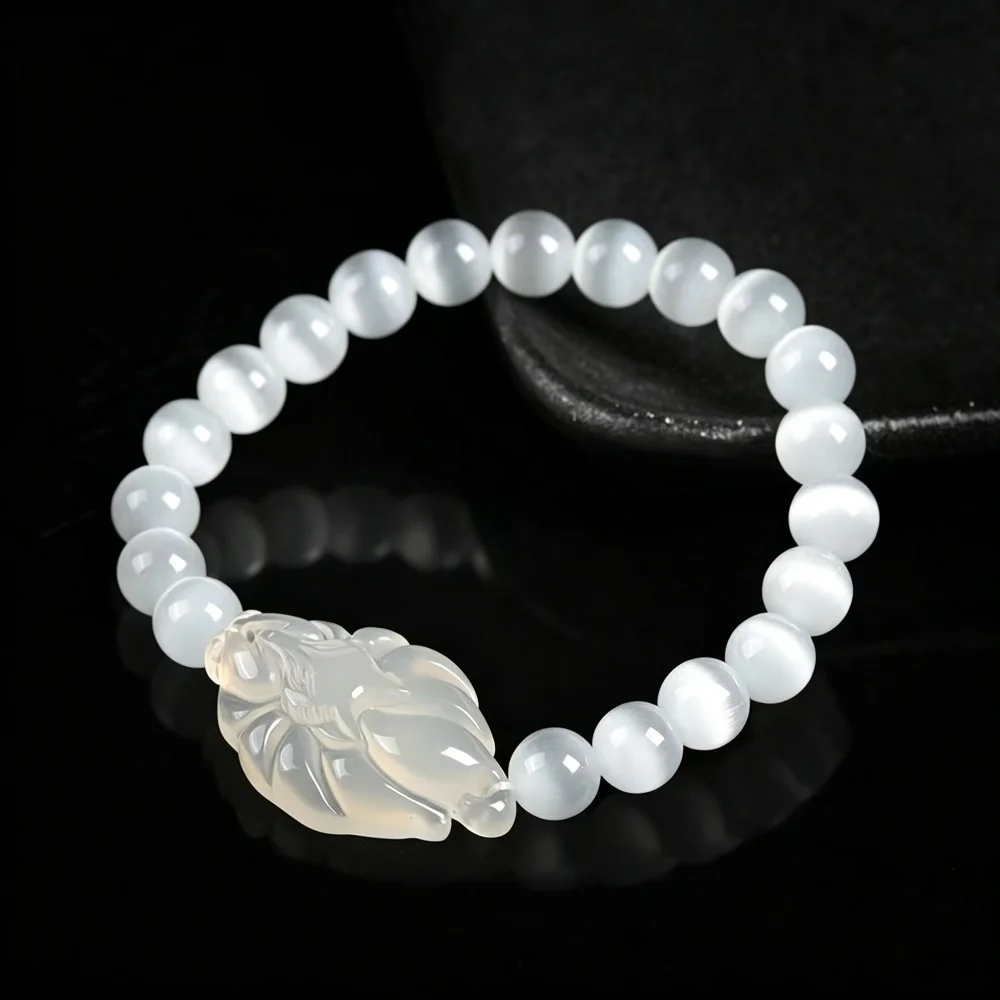 Natural Real Jade Fox Carved Bracelet Agate Bangle Luxury Gemstone Amulet Talisman Charm Accessories Jewelry Gifts for Women view 2