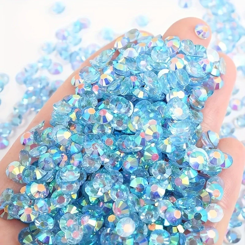 Resin Transparent Rhinestones Blue Series 2-6mm Non Hotfix Flatback Rhinestone For Nail Art Garment Decoration DIY