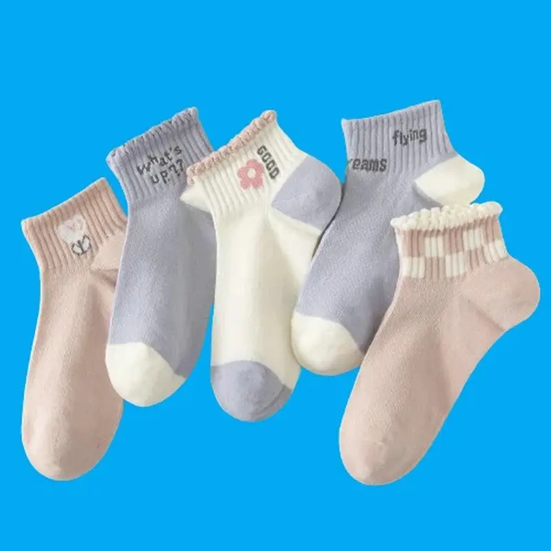 5/10 par Summer Thin Style Ins Trendy Summer Medium Short Socks 2024 New Fashion Mesh Socks Damskie bawełniane płytkie krótkie skarpetki