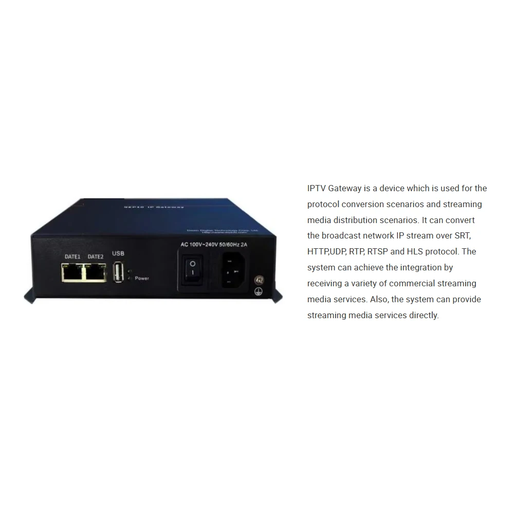 Mini Portable for Gateway 2 Data Ports IP Stream UDP HLS SRT RTMP HTTP Converter IP Anti-Jitter FTTH Use Metal Web Management