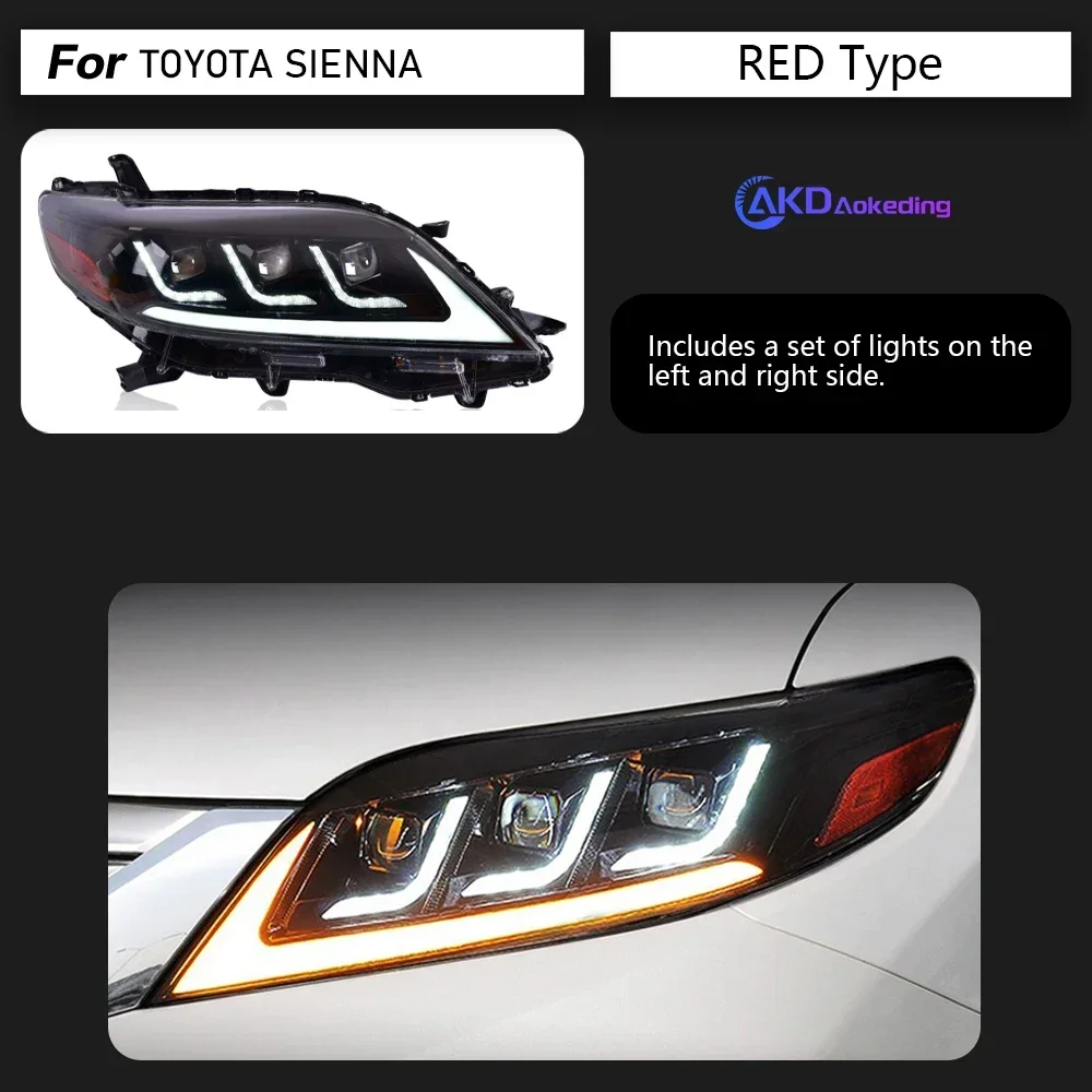 Car Lights for Toyotas Sienna Headlights 2011-2019  LED Headlight DRL Signal Hid Bi Xenon Auto Accessories