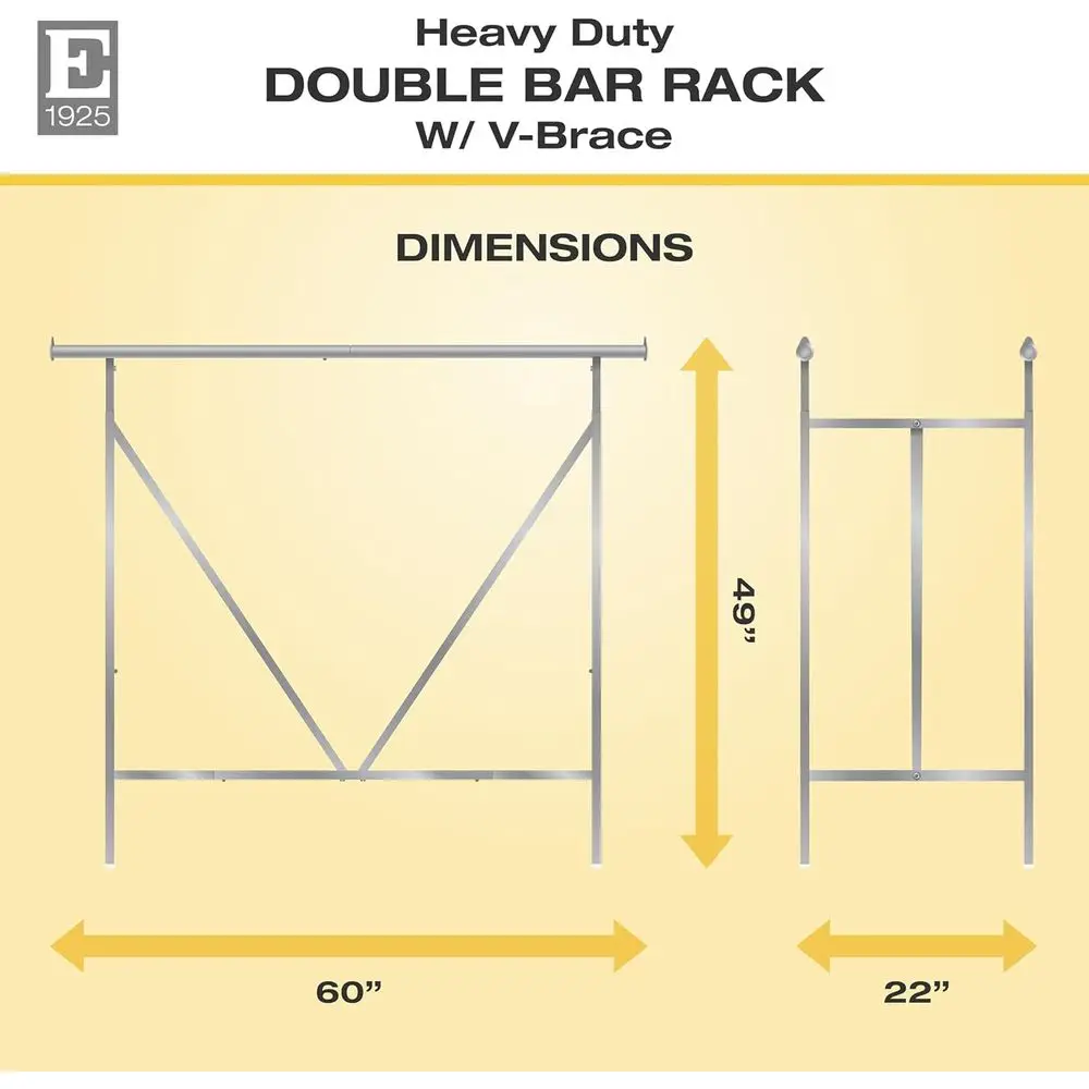 Adjustable Double Bar Clothing Rack, Chrome, 60in Hangrail | Heavy-duty commercial display rack, proional-grade chrome inish del