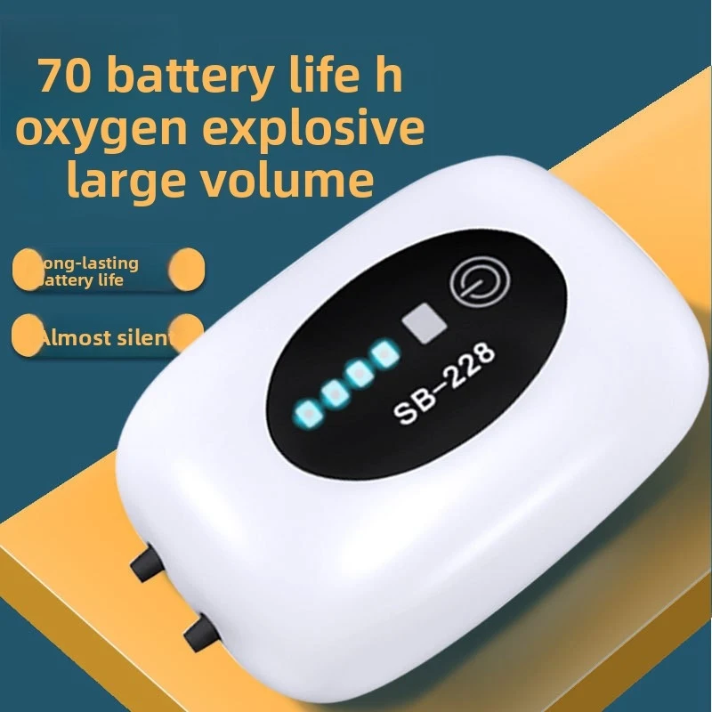 

70H Long-Lasting Quiet Air Pump (30dB) - 4800mAh Portable Oxygen Pump for Fish Tank & Fishing, Auto Restart