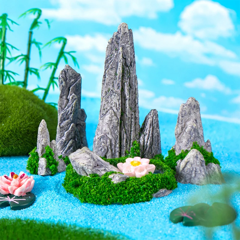 Creative Mini Mountain Rocks Resin Crafts Mountain View Fish Tank Decoration Mushroom Pool Aquarium Landscape Ornament