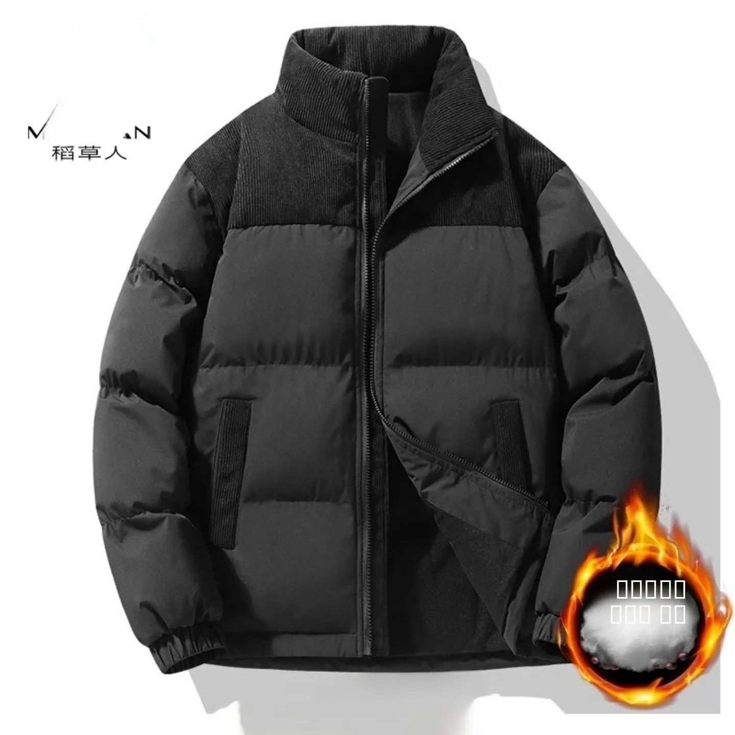 Thiened القطن Jaet الرجال شتاء جديد Sle الدافئة العصرية فضفاضة الأزواج اللون بلو القطن معطف المرأة طويلة Sve سستة C... #2