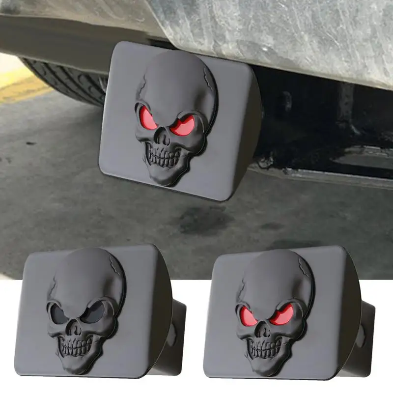 Tow Hitch Covers Trailer Tow Hook Metal Cover Skull Shape Square Mouth Tube Plug Insert Heavy Duty For Recreational Vehicles