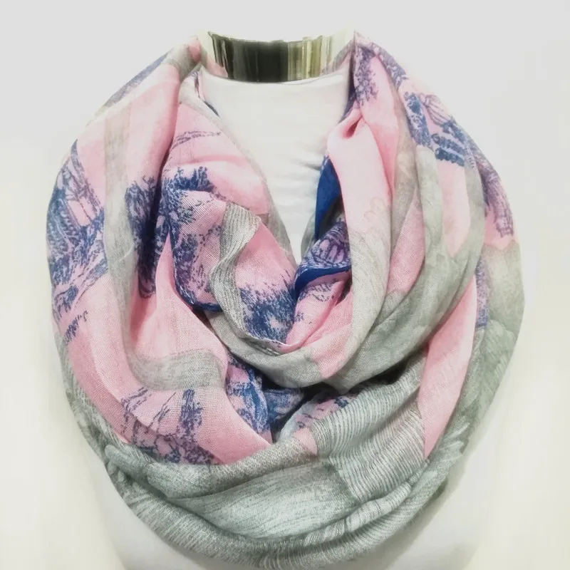 Hot circle scarf woman warm scarf flower luxury brand handkerchief beautiful building Infinity scarf fashion women scarves