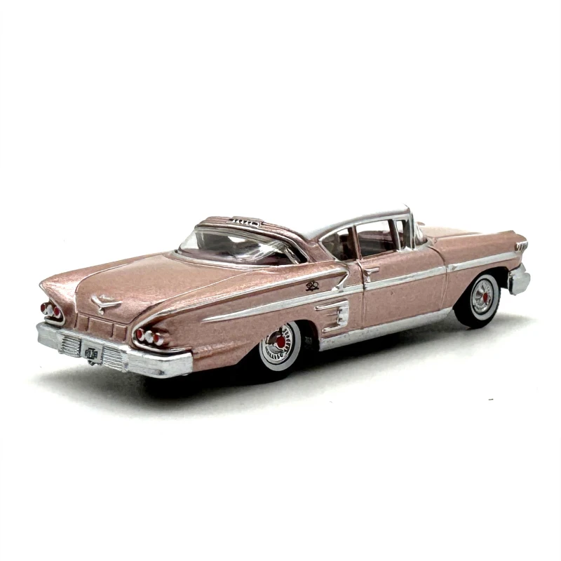 1:87 Scale Diecast Alloy Impala Sports Toy Car 1958 Model Pink Classics Nostalgia Adult Collection Gifts Souvenir Static Display