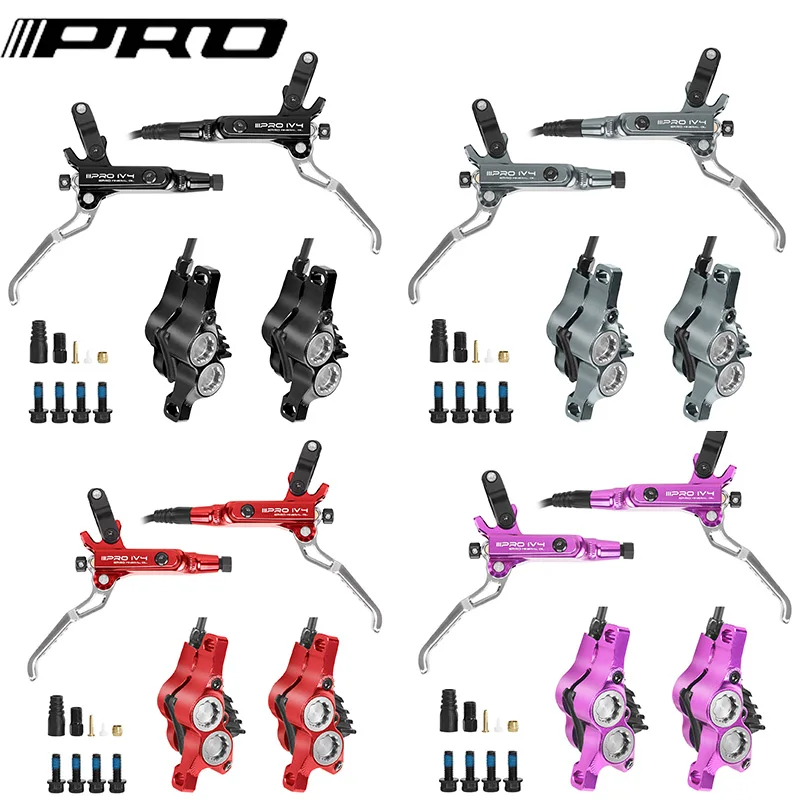 

IIIPRO 4 Piston Hydraulic Disc Brake Set for Mountain Bike MTB Brake Aluminum Alloy 850/1550MM Front Rear Cycling Brakes