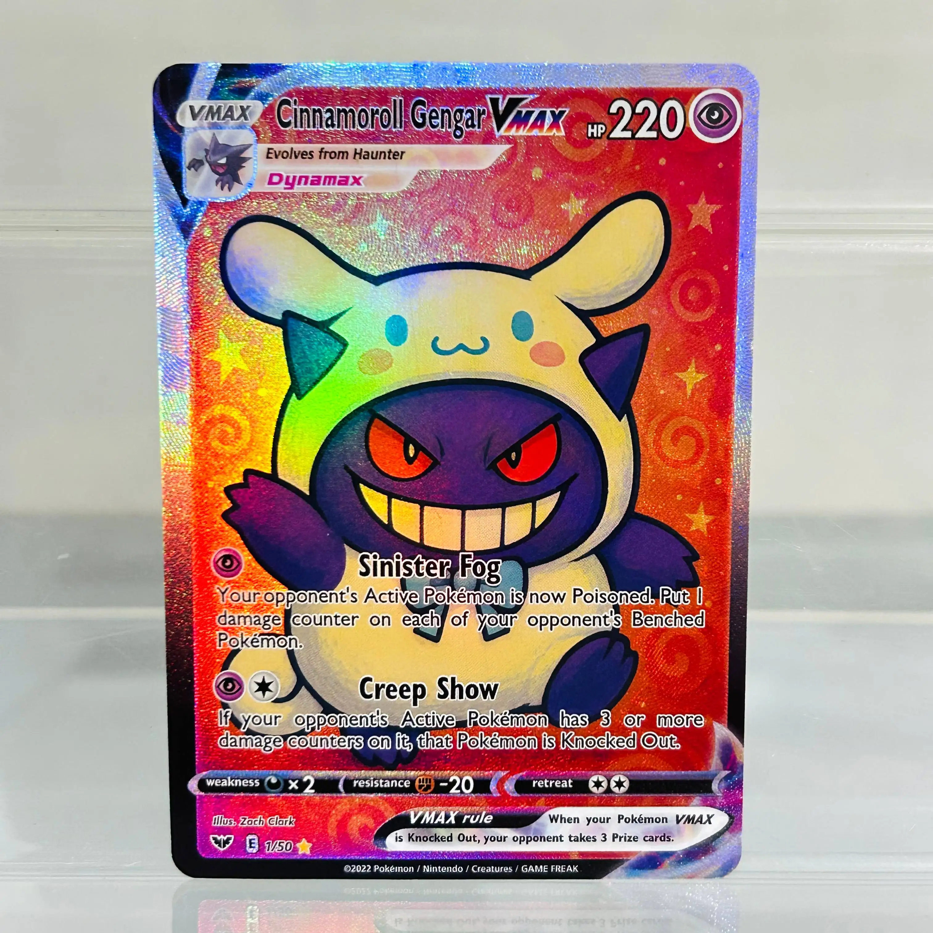  3pcs Gengar Set (Cinnamoroll Gengar VMAX, Mega Gengar ex, Gengar ex) Holographic Foil DIY Premium Anime Collection Card