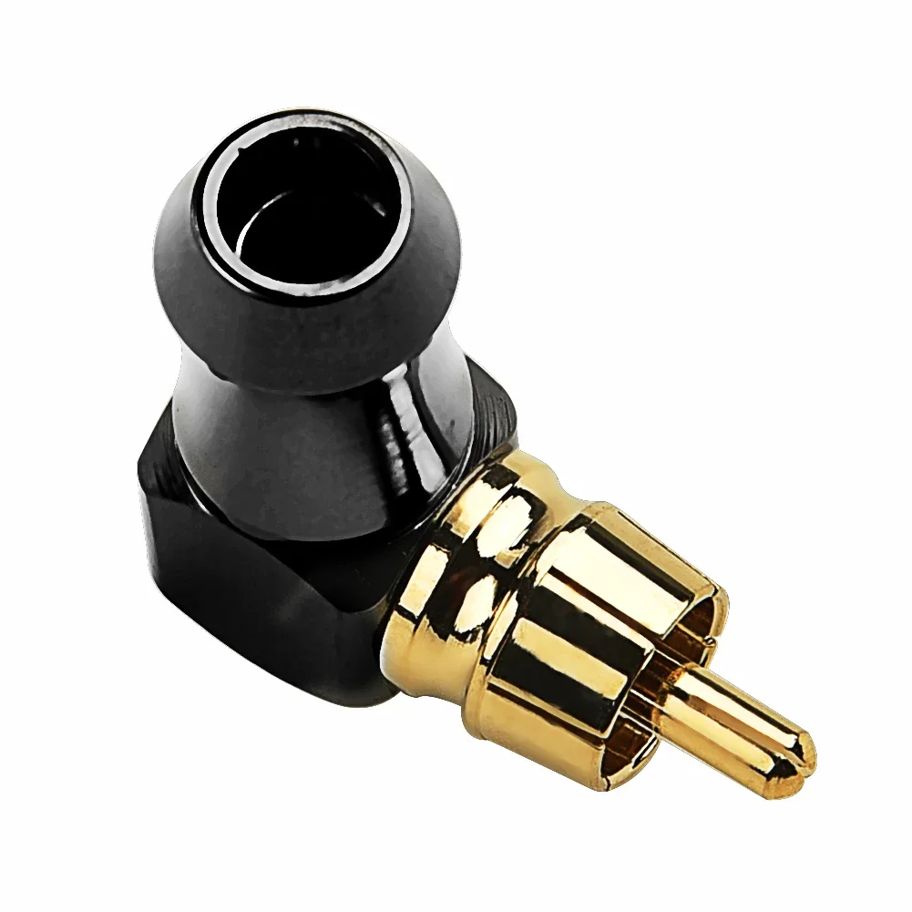 For RCA Right Angle Male Plug Copper Audio Video Connector Soldering Adapter 6.35 Mm Male For RCA Plug Accessories