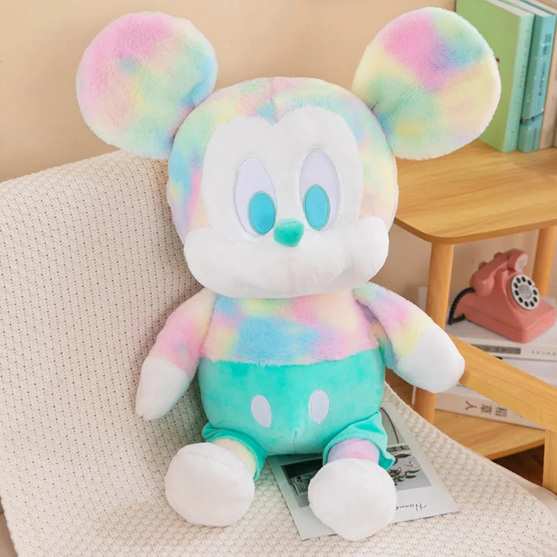 Disney Peluche di grandi dimensioni Topolino Minnie Pelliccia di coniglio Peluche Bambole di cartone animato Bambini Compleanno Regalo di Natale Giocattolo di topo colorato per
