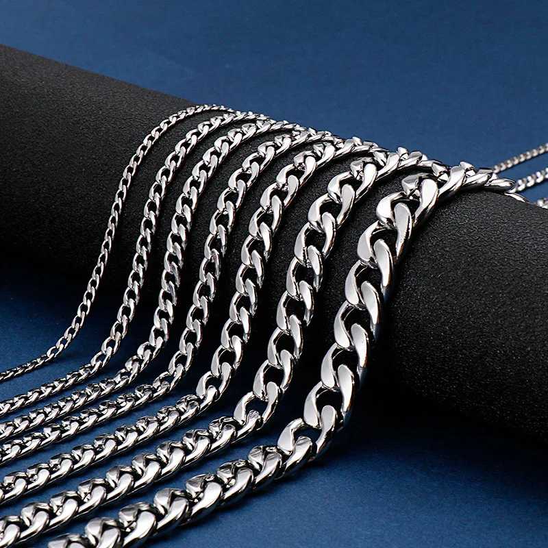HNSP 316L Stainless Steel Cuban Link Chain Necklace For Men Fashion Accessory Jewelry Neck Choker Chains
