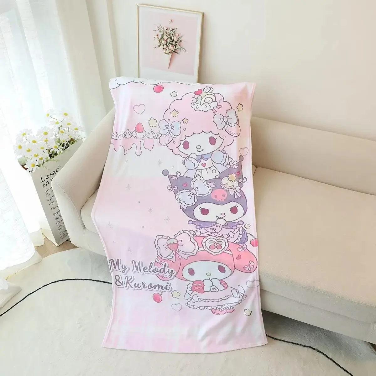 Kawaii My Melody Kuromi Cinnamoroll Beach Towel Cartoon Anime Girl Heart Cute Children Bath Towel for Swimming Pool Travel Yoga