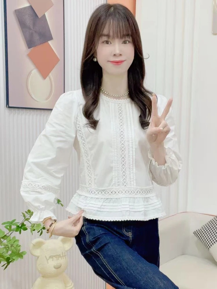 

Элегантная женская повседневная модная блузка с длинным рукавом, осенняя новинка, трендовая модель.