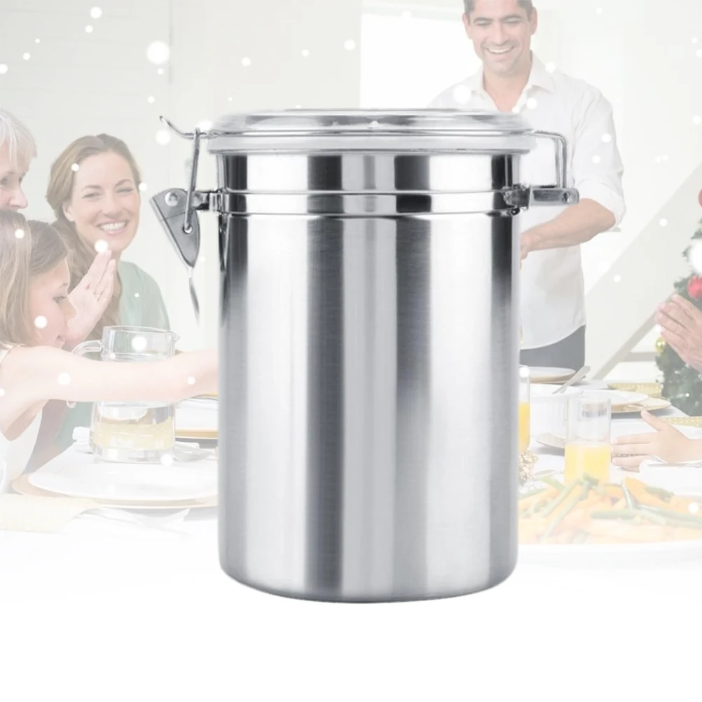 

1062Ml Stainless Steel Sealed Cans 10X17Cm Mirror Finish Food Storage Tank For Coffee Beans Tea Snacks Container Home Kitchen