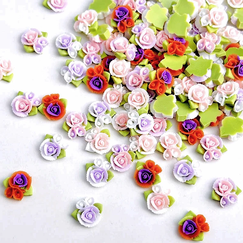 

30PCS Luminous Camellia Nail Art Charms Accessories Flowers With Leaves Nails Decoration Supplies Material Manicure Decor Patrs