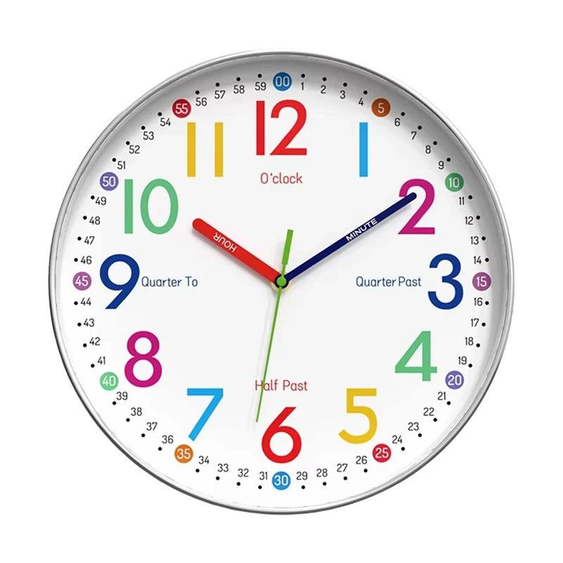 ABAE-12 Inch Digital Wall Mount Clock Cartoon Children's Time Management Quartz Clock Home Wall Hanging Silent Clock 30CM