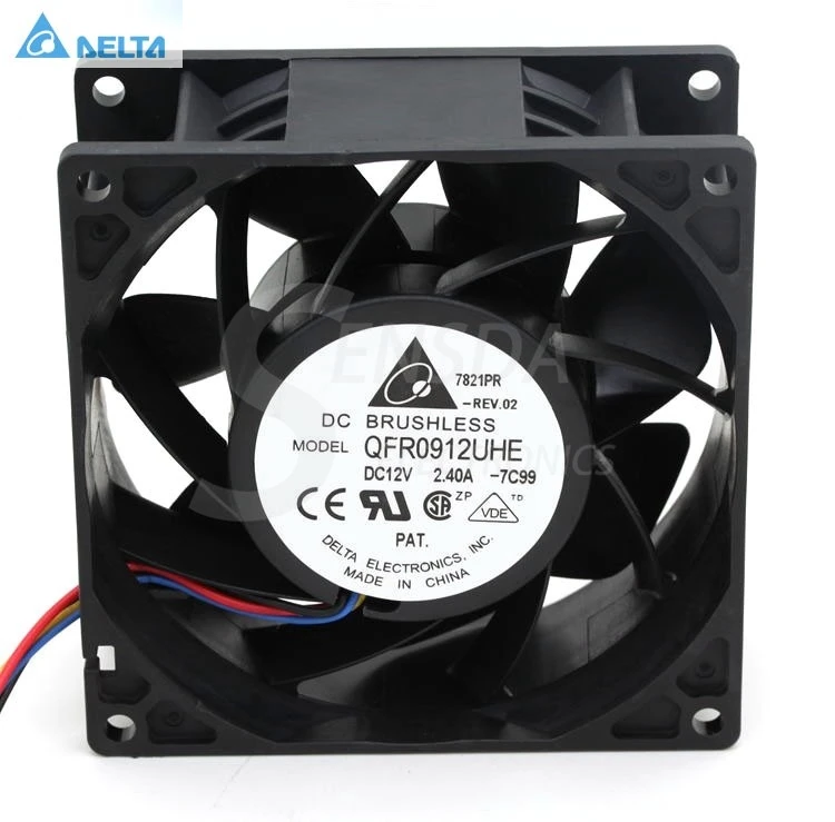 

for delta 9cm QFR0912UHE 9238 90mm DC 12v 2.40A 4-pin pwm server inverter axial cooler Cooling fans high speed