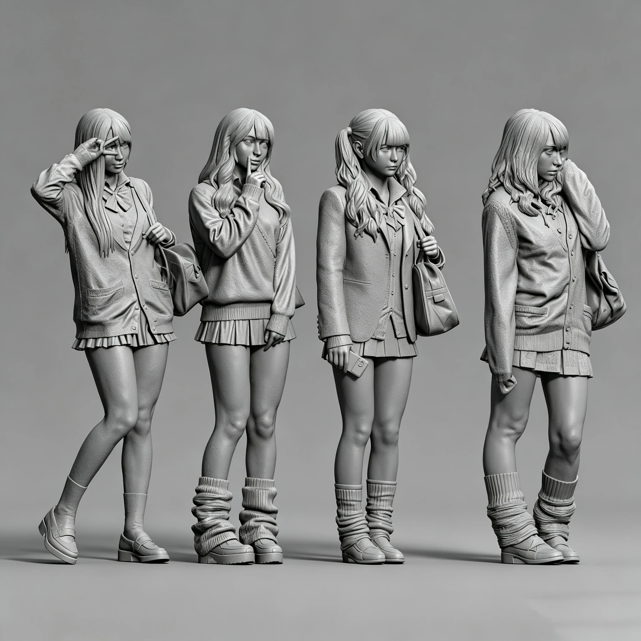 High Precision 64 Scale JK Girl Figure Collectible Model Toy Soldier 3D Printed Static Scene Assembly Model PANDA MODEL