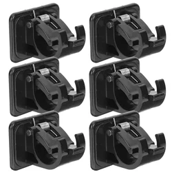 6 Pcs Hanging Rod Clip Adhesive Hook Black Out Curtains Round Pole Holders Ceiling Bath Rack Drapery Pipeline Fixing Clamp