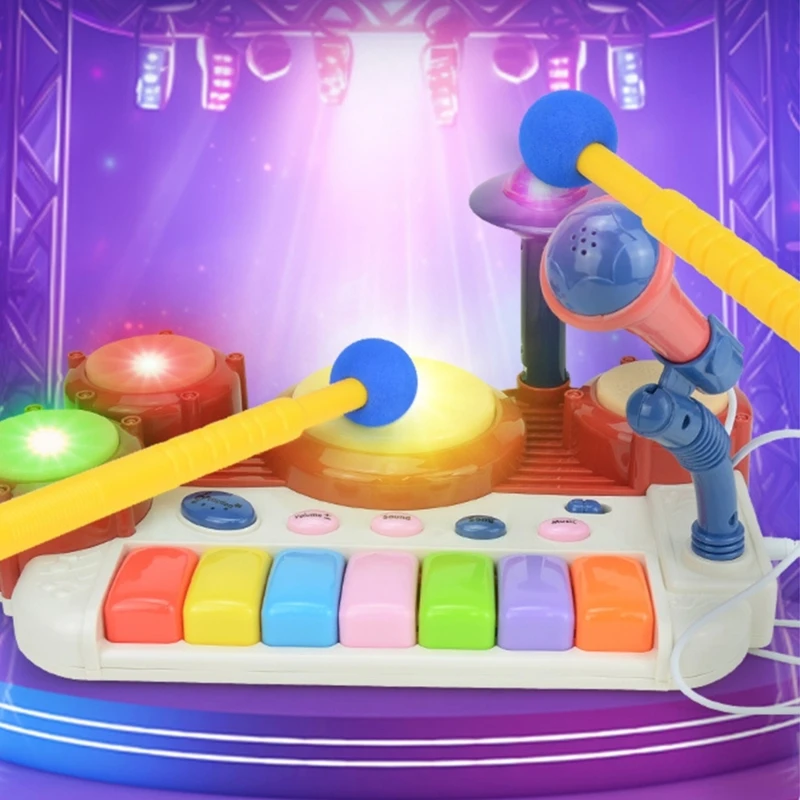 Brinquedo piano tambor, brinquedo educacional para bebês, instrumentos musicais para iniciantes, presente aniversário