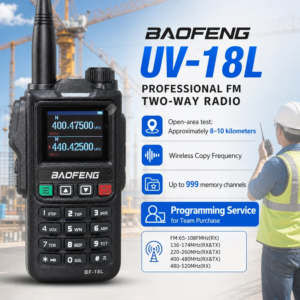 BAOFENG UV-18L 5W Walkie Talkie Dual Band Radio Outdoor Camping Hiking Hunting Emergency Communication Two Way Radio