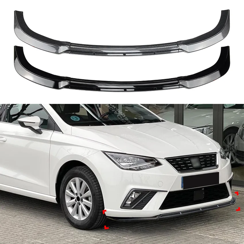 

Car Front Bumper Lip Lower Diffuser Splitter For Seat Ibiza MK5 Standard/FR 2017-2024+ Body Kit Spoiler Gloss Black Tuning