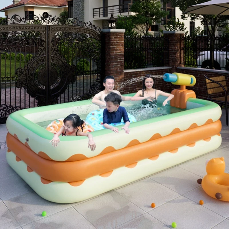 Piscine gonflable 3 couches pliable PVC soufflant piscine pour cour intérieure Orange 4,3 pieds