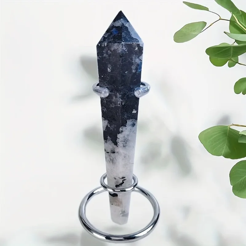 1pc Natural Moonstone Crystal Tower with Rainbow Iridescence - Bohemian Carved Stone Tower for DIY Jewelry Making