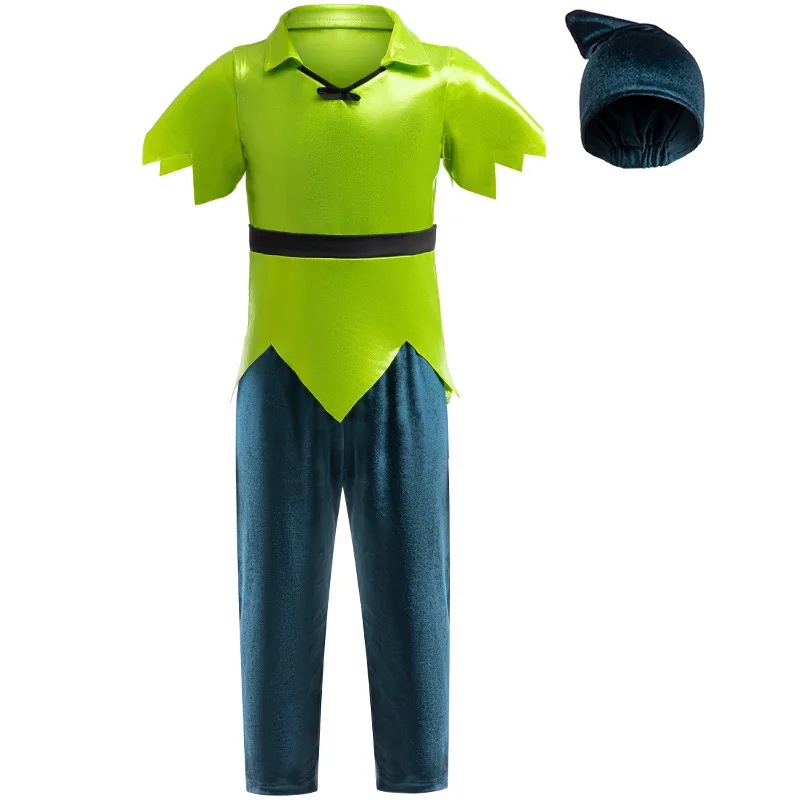 Peter Pan Same Two-piece Set Halloween Stage Performance Suit Children's Day Elf Cosplay suit Boy Carnival Costume with Wings