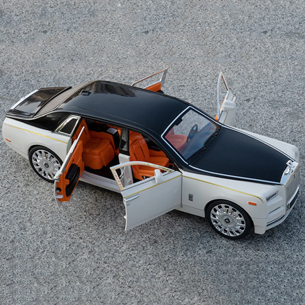 1:20 Scale Rolls-Royce Phantomของเล่นรถรุ่นโลหะผสมDiecastเสียง 6 ประตูเปิดดึงกลับของขวัญวันเกิดสําหรับเด็ก