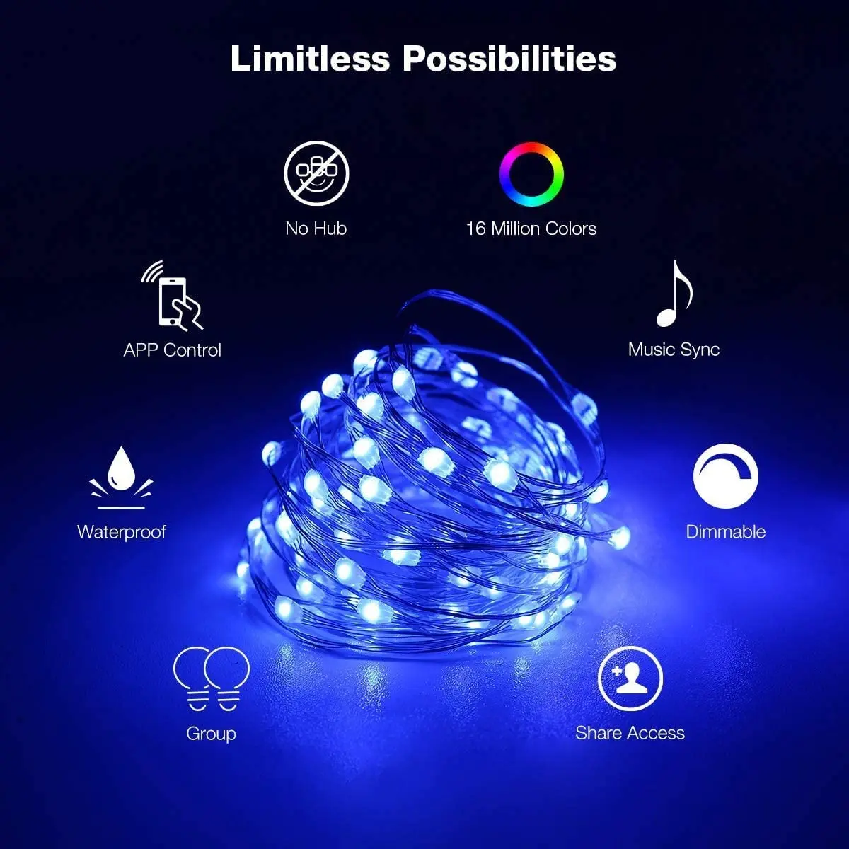 RGB Smart String Lights Bluetooth APP Remote USB LED Fairy String Light Garland For Christmas Decor Navidad Wedding Bedroom Home