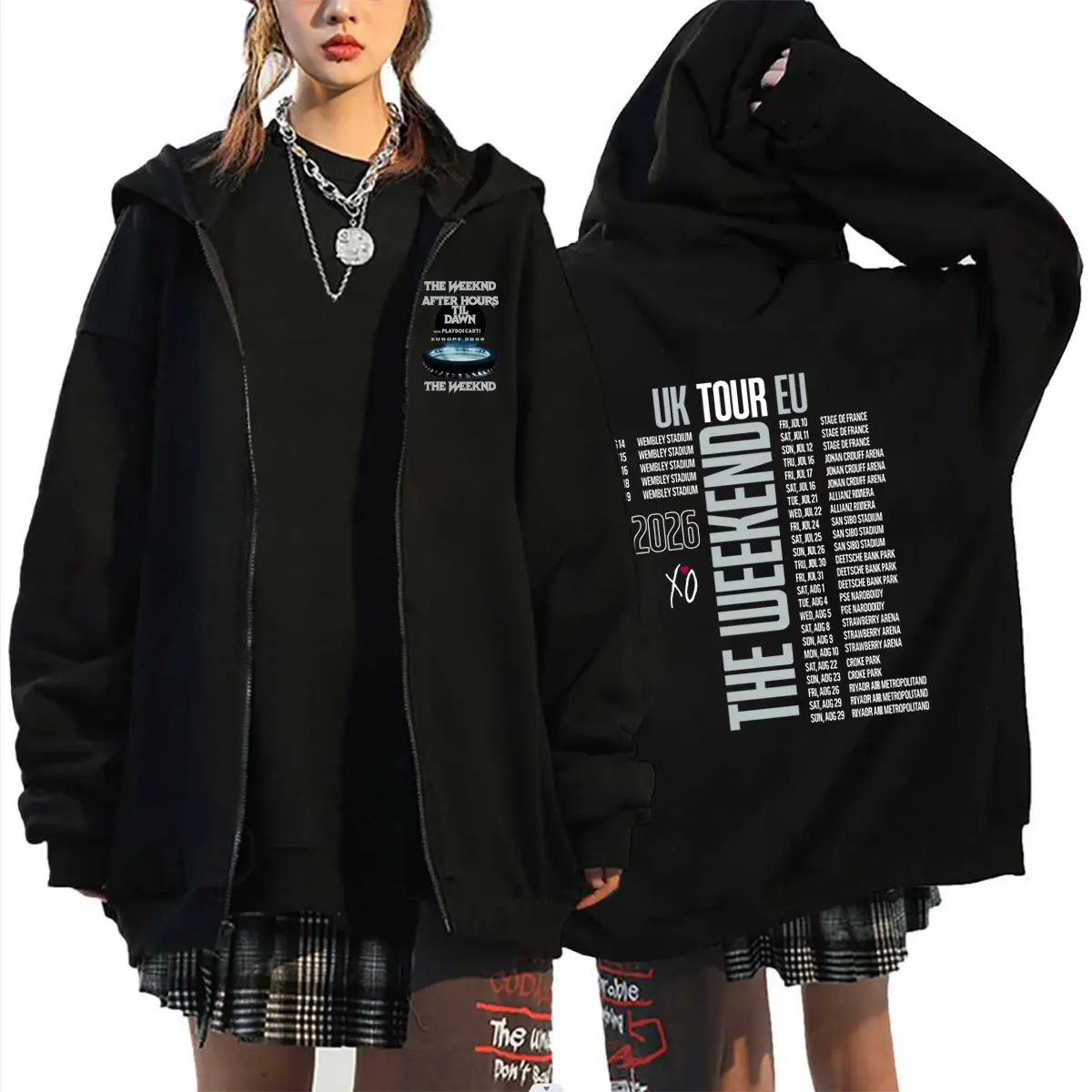 Rapper Playboi Carti with The Weeknd After Hours Til Dawn Tour 2026 Zipper Hoodie Men Hip Hop Fashion Pop Music Zip Up Jacket