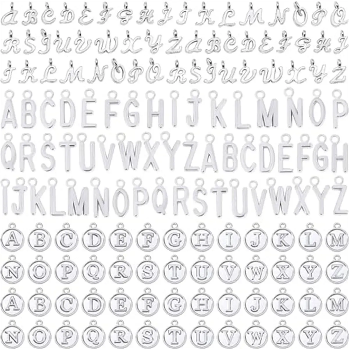 ABYA Letter Charms, 156Pcs/6 Sets Alphabet ABC Letter Charms 3 Styles Capital A-Z Charms DIY Bracelet Necklace for Jewelry A