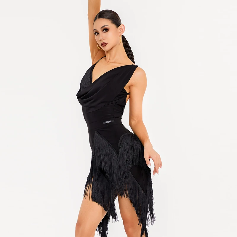 

Summer Latin Dance Performance Costumes Sexy Backless Latin Top Fringed Skirts Women Chacha Samba Latin Dance Clothes SL13452