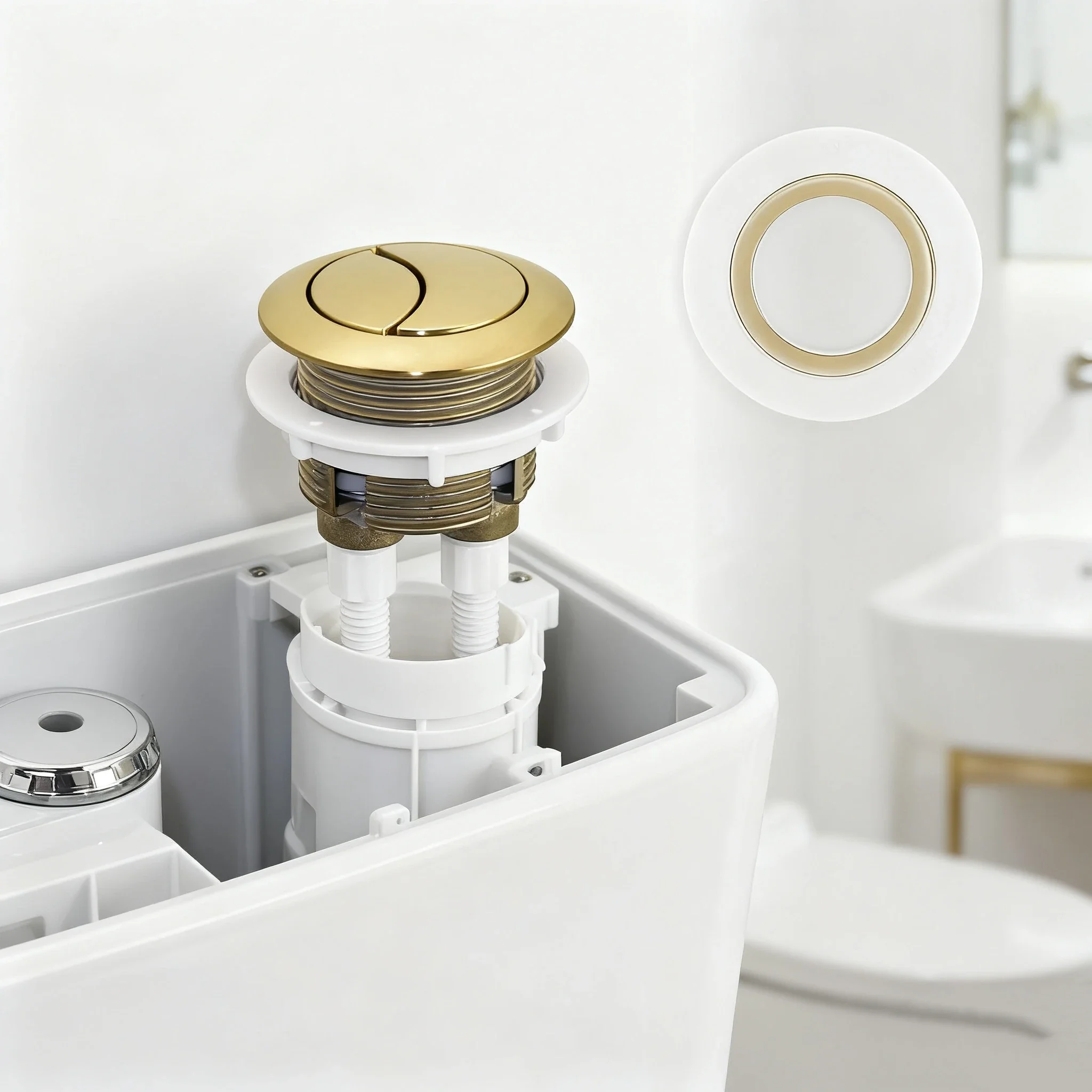 Toilet Tank Double Flush Button Suitable For 38/48/58mm Toilet Tank Cover For Long-lasting Construction Bathroom Accessories