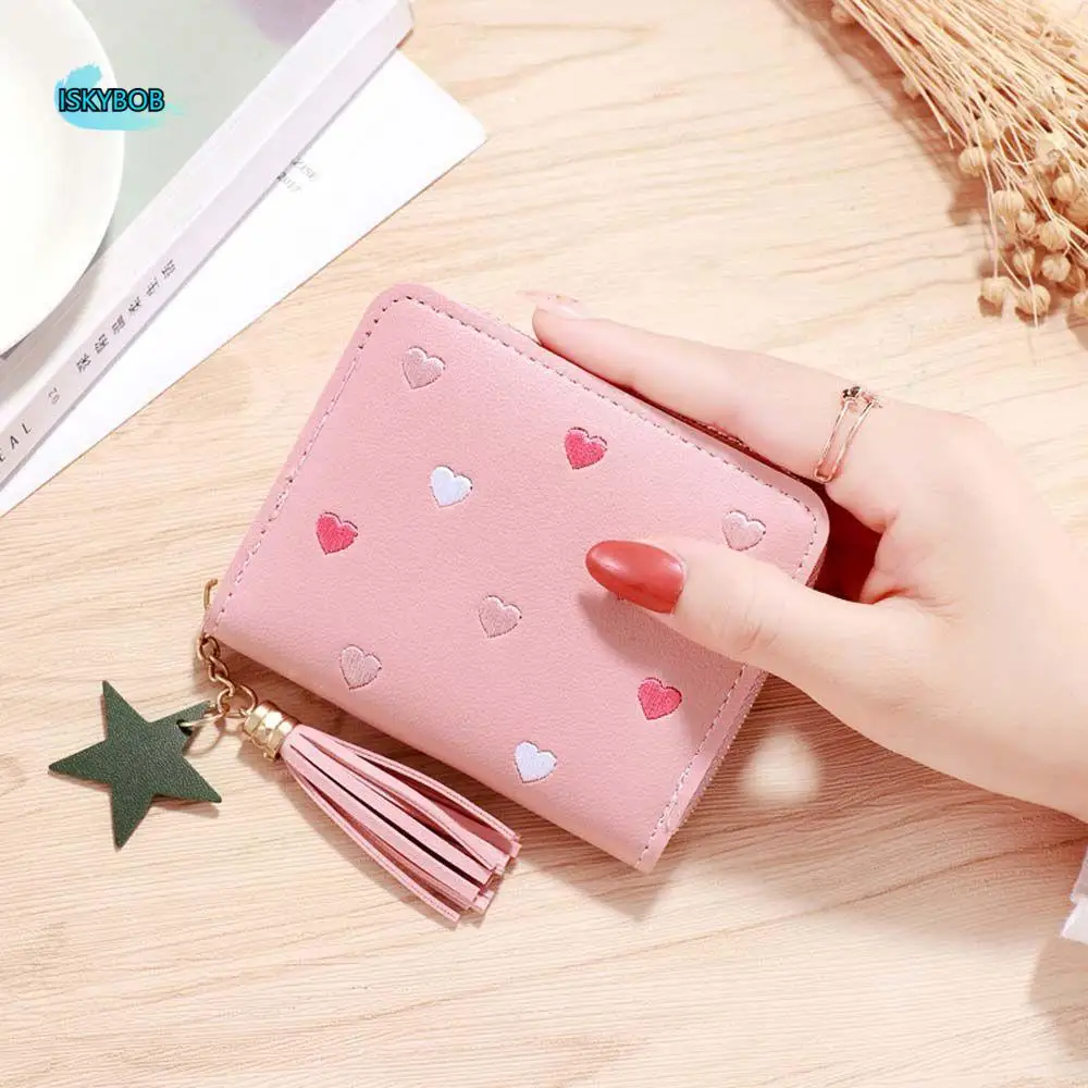 

Cute Women With Zipper Coin Purse Card Holder PU Leather Money Bags Money Clip Mini Coin Purse Tassel Wallet