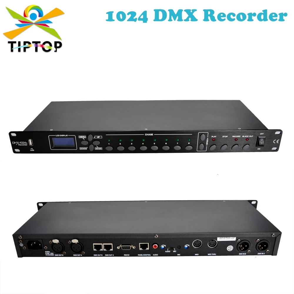 

Gigertop TP-D1369 1024 DMX Recorder US/EU/AU Power Cable Microphone pickup, AV audio input, RJ45 or RS232 connect control