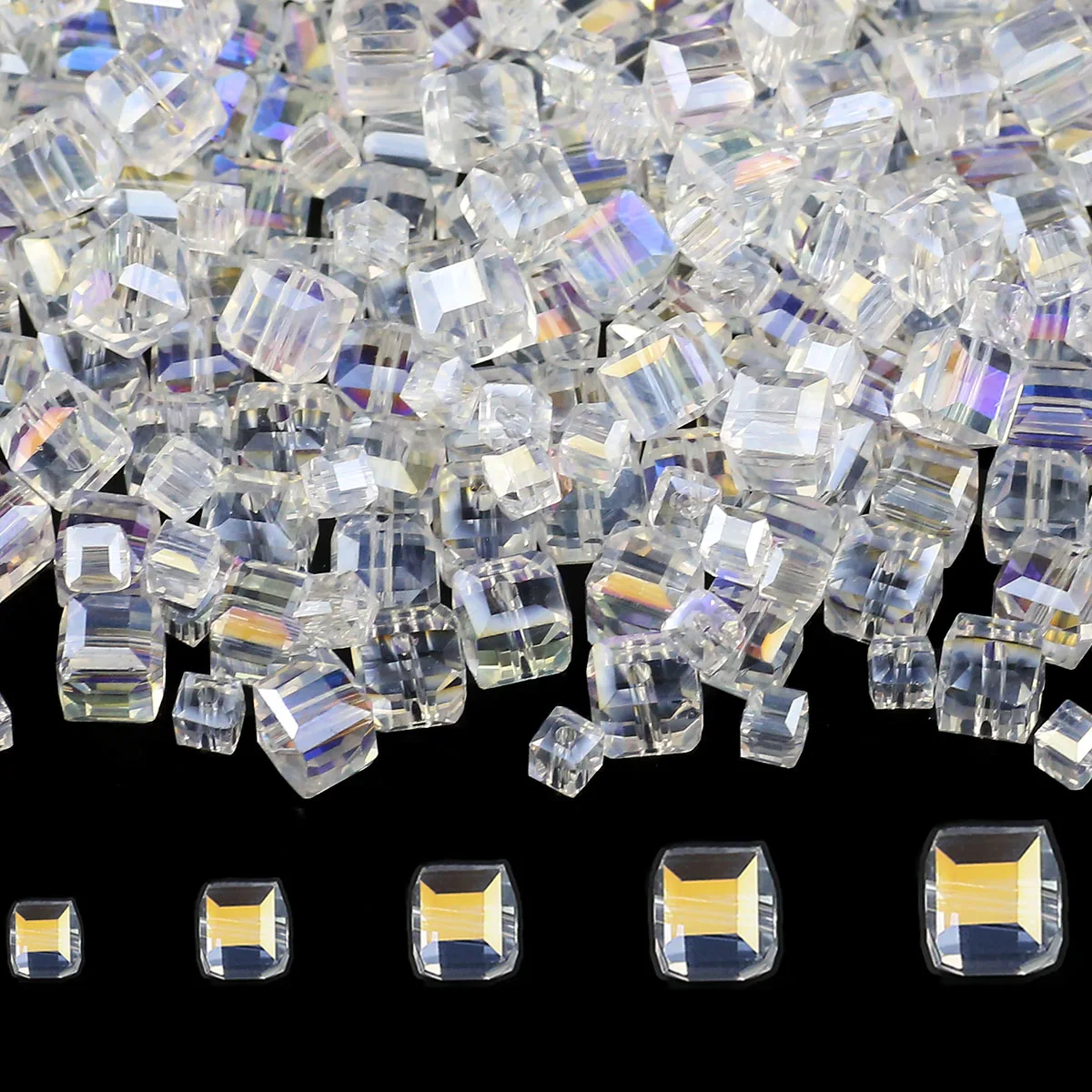 2/3/4/6/7mm White Faceted Austrian Square Crystal Beads Glass Loose Spacer Beads For Jewelry DIY Bracelet Earrings Accessories