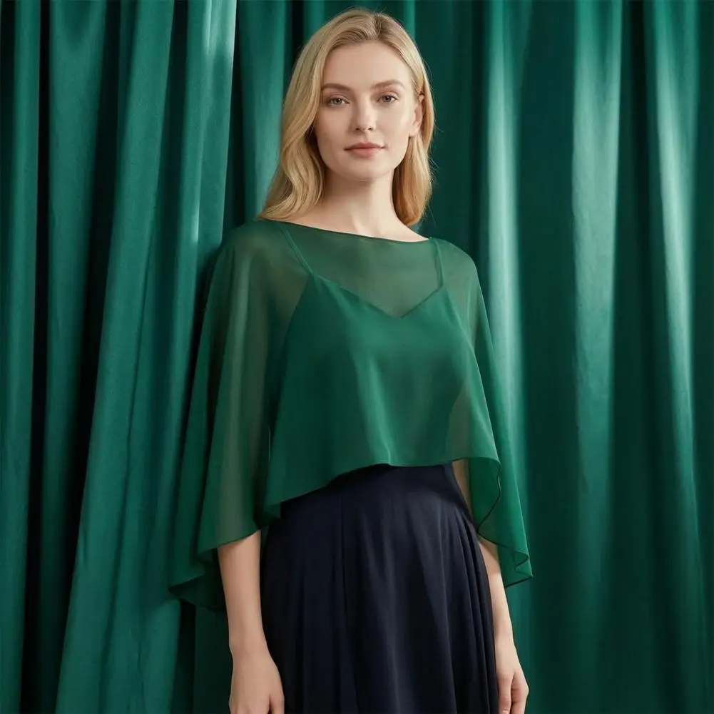 Chiffon Shawl for Women Elegant Chiffon Shawl Wrap for Women Soft Sheer Bridal Scarf Breathable Evening Dress Cover-up Formal