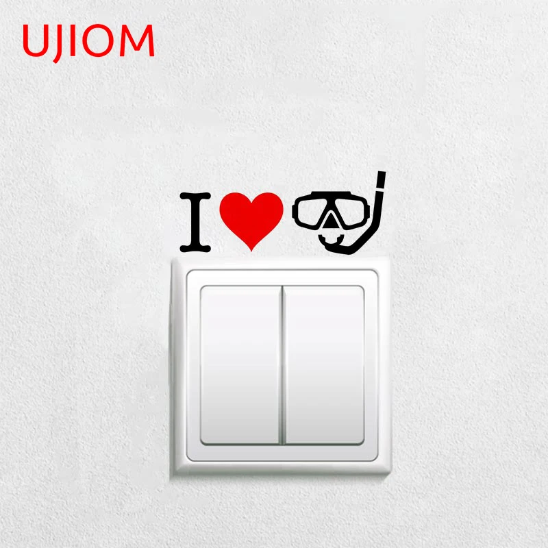 UJIOM I Love Scuba Diving Sticker Bathroom Wall Poster Room Decoration Wallstickers Removable Wallpaper Art Decals Home Decor