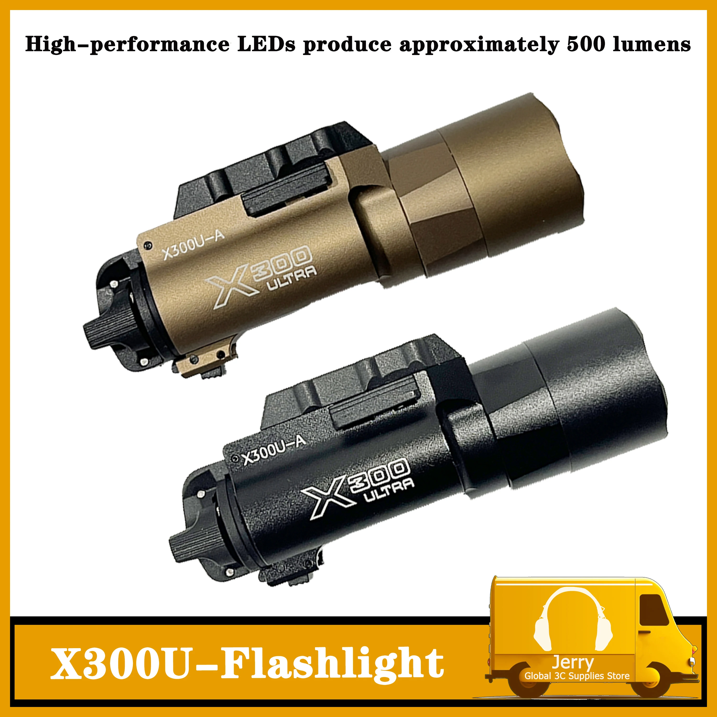 High output Tactical Flashlight X300U Picatini Rail/Tactical Accessory/Tactical Assistant/High performance LED500 lumens