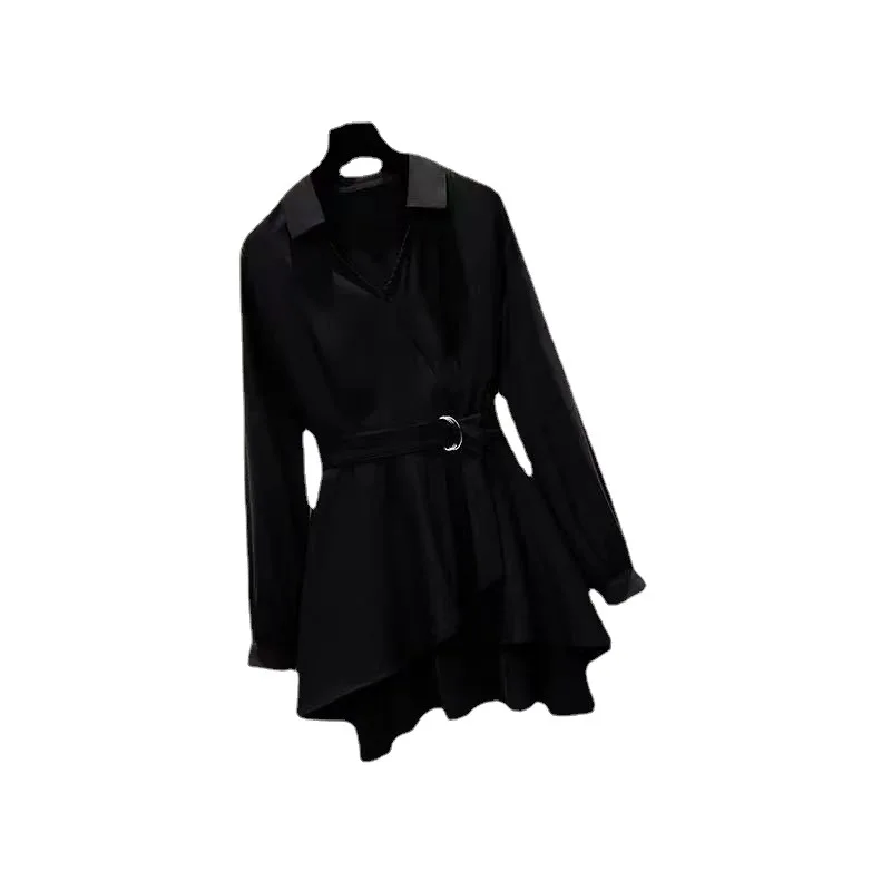 2025 nouvelle grande taille femmes chemise mode coupe ajustée boutonné Blouse printemps tunique décontractée haut robe fille manteau