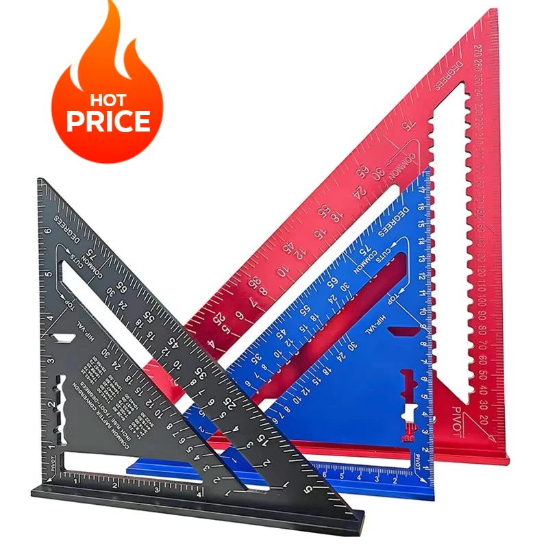 Aluminum Alloy Triangle Ruler Gauges, Speed Protractor Miter, Carpenter Line Scriber, Saw Guide, Precision Measurement Tool, 7"