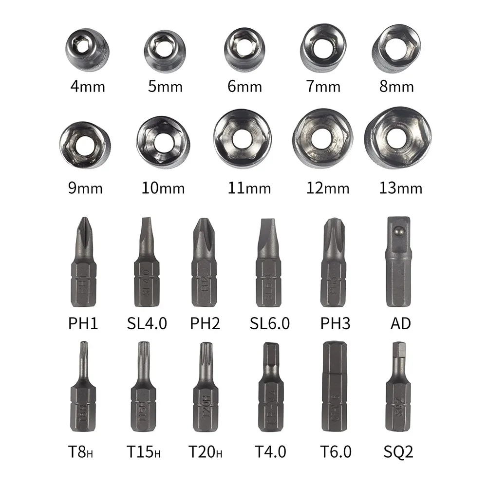 27 em 1 72 conjunto de chave de catraca offset dente, bits de chave de fenda & 1/4 set chave de soquete conjunto, para manutenção diária, eletrodomésticos