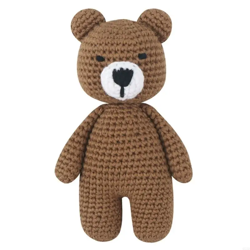 Q22D Bambola all'uncinetto per bambini Animazione fatta a mano in maglia Orsetto per dormire Simpatico animaletto peluche per